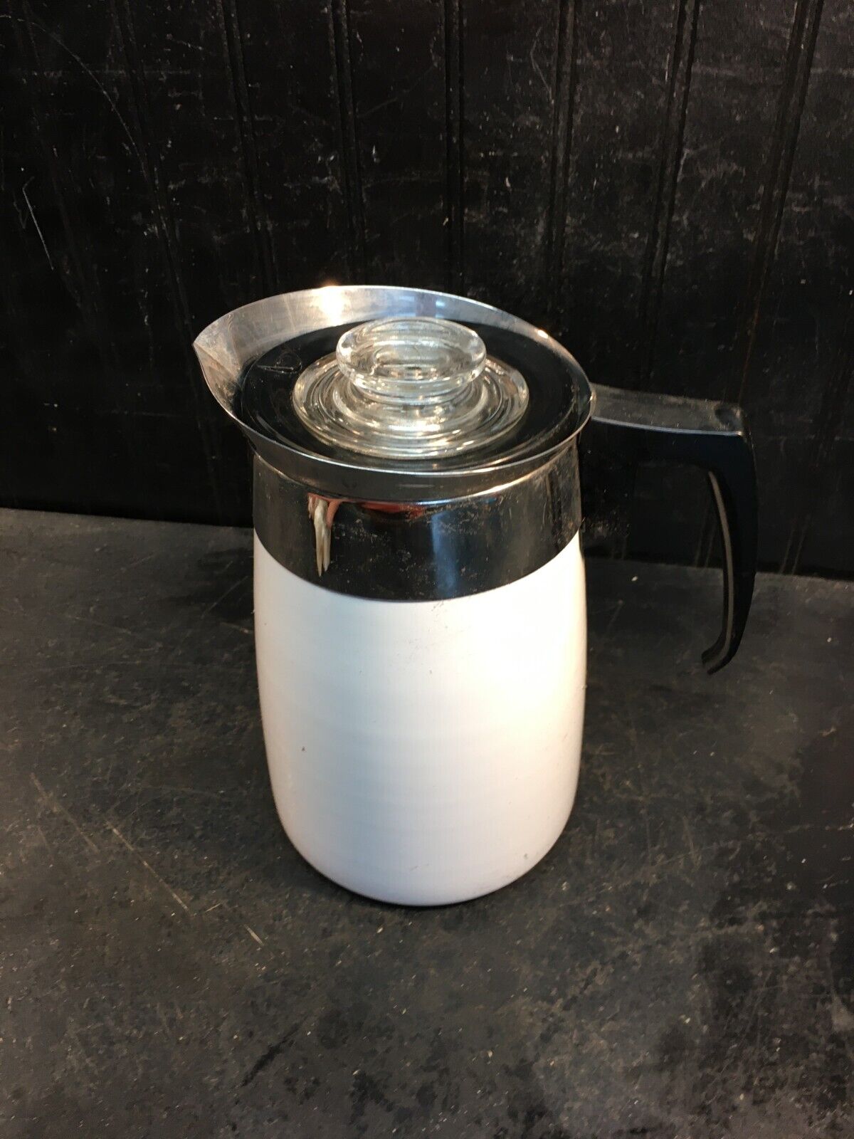 Vintage 6 Cup Coffee Maker Stove Top enamel