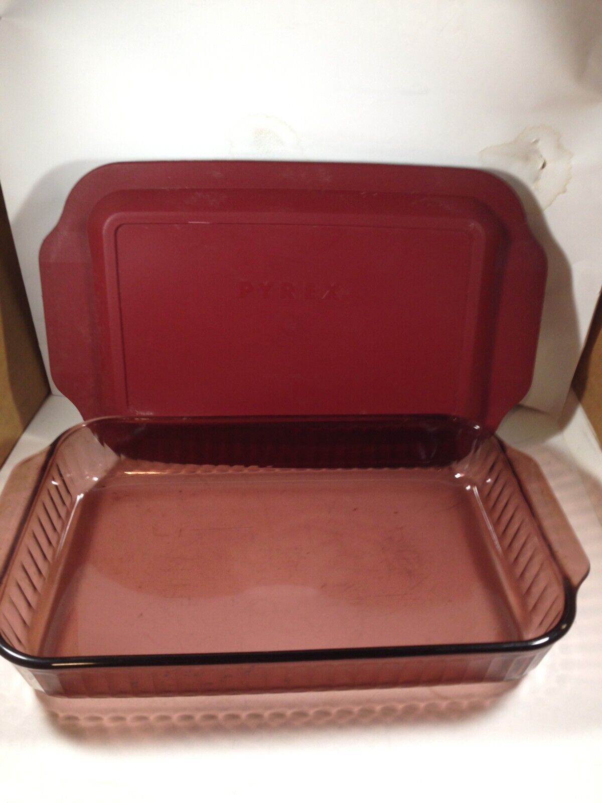 Vintage PYREX Cranberry Purple Ribbed Casserole Glass 233 with Lid