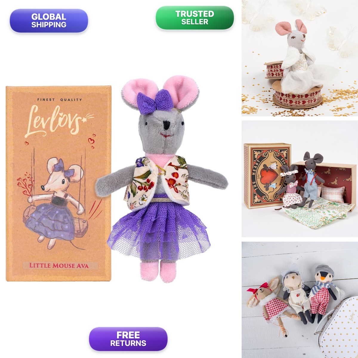 LEVLOVS Mouse in a Box Plush Doll