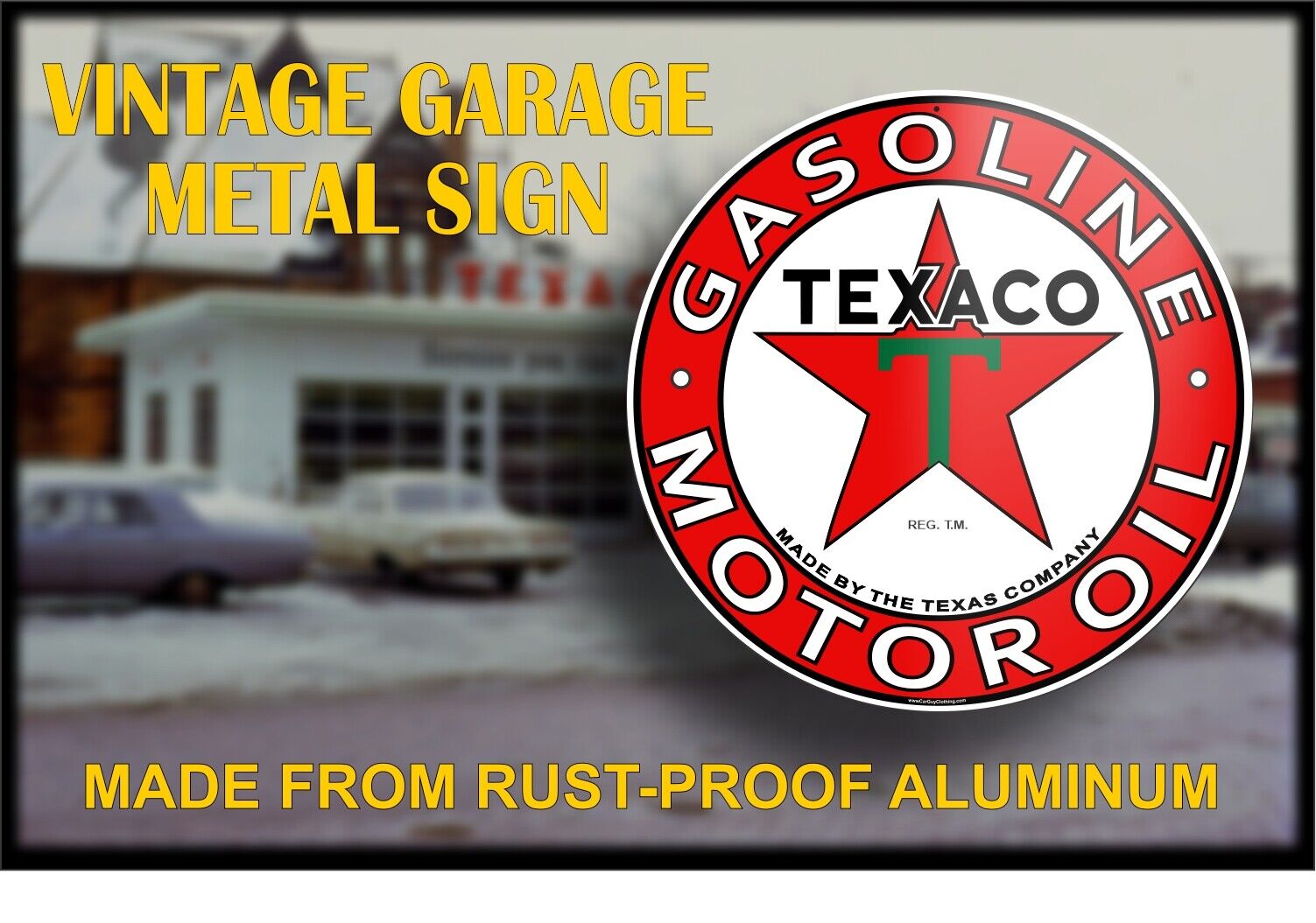 Texaco Gasoline Motor Oil Rust Proof Aluminum Metal Garage Wall Sign