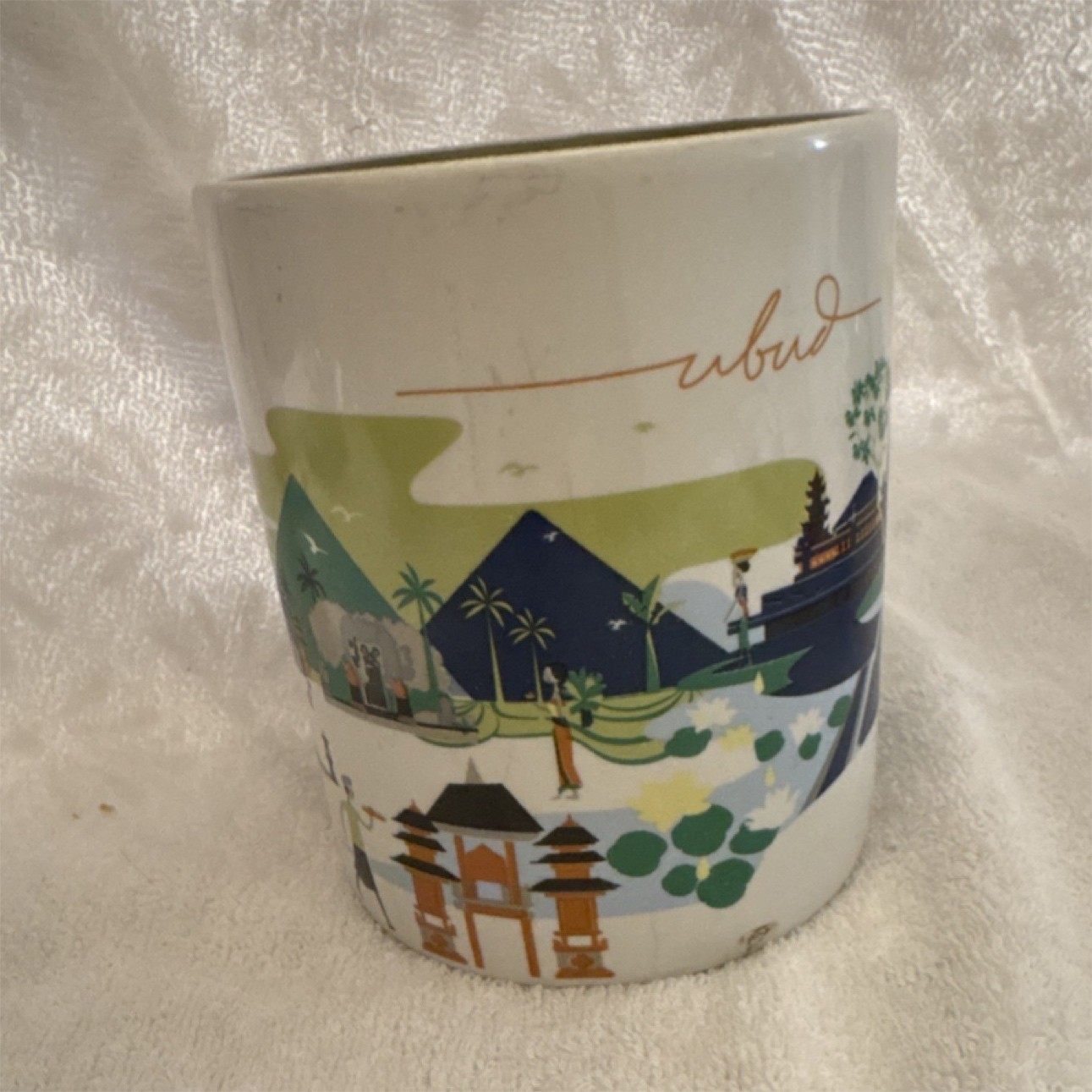 Starbucks Indonesia Ubud Series 16oz Mug 2015 White Green Blue Orange Original Starbucks Indonesia Ubud Series 16oz Mug 2015 White Green Blue Orange Original