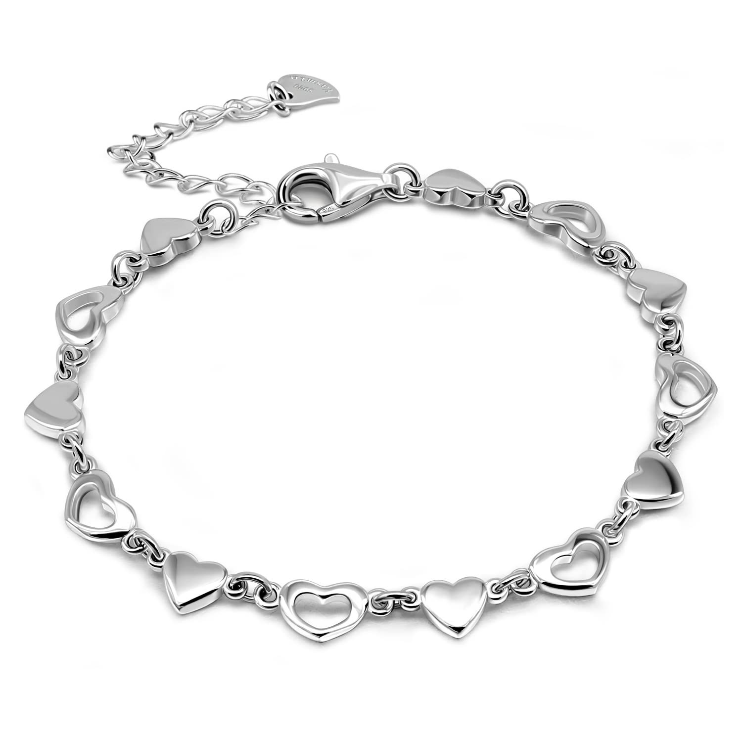 Dankadi 925 Sterling Silver Infinity Love Heart Link Bracelets Women Cute Ani...