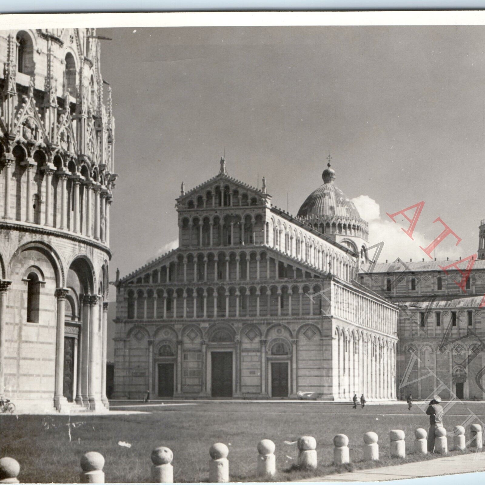 c1940s Pisa, Italy Cathedral Large Snapshot Photo Leaning Tower Campanile C48