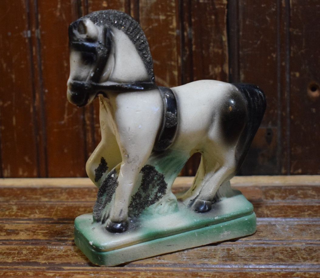 PRANCING PARADE HORSE CHALKWARE VINTAGE 1940s CARNIVAL PRIZE FIGURE 6\ PRANCING PARADE HORSE CHALKWARE VINTAGE 1940s CARNIVAL PRIZE FIGURE 6\