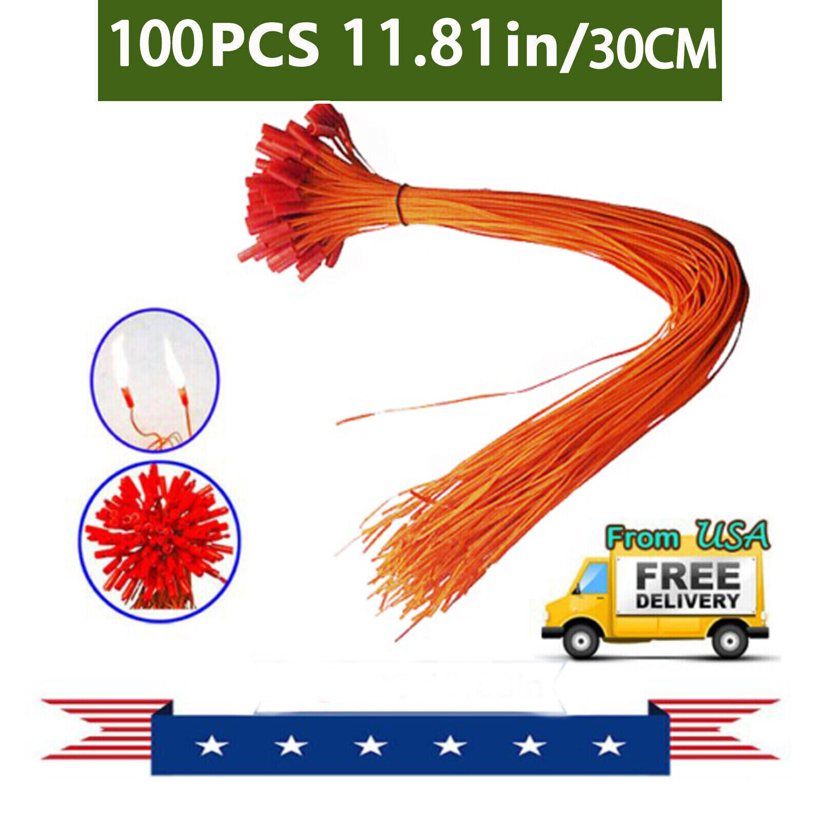 100PC/30CM/11.81in Copper Remote Firework Firing System Connect Wire Orange Line