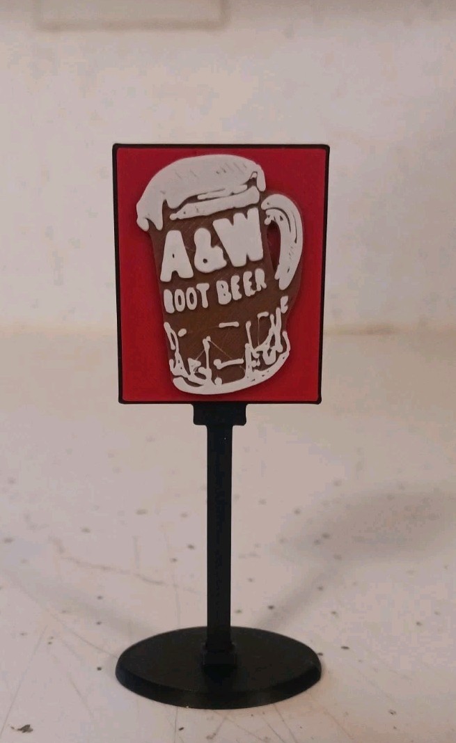 A&W ROOT BEER-N SCALE- DOUBLE-SIDED-Miniature Sign Custom Ordered 3\ A&W ROOT BEER-N SCALE- DOUBLE-SIDED-Miniature Sign Custom Ordered 3\