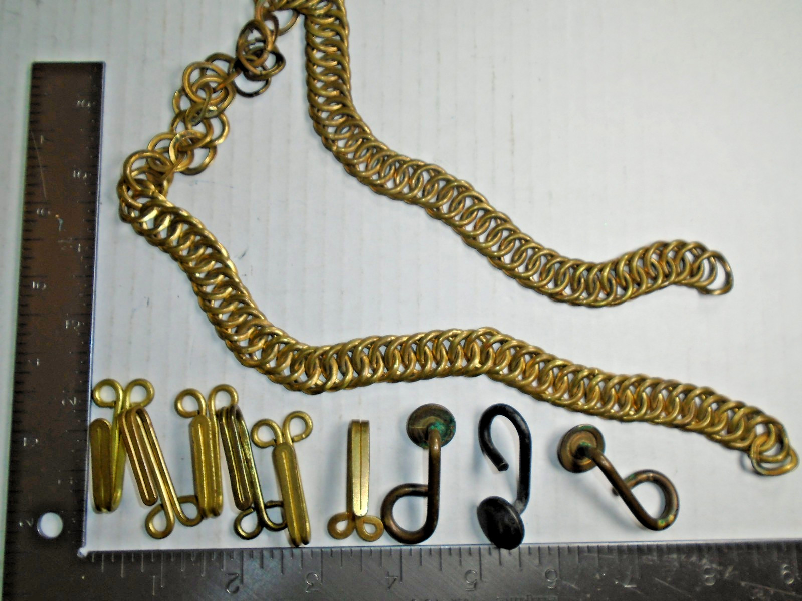 Original Antique U.S. Army M1881 Cavalry Helmet Brass Chin Chain & T-Bar Hooks