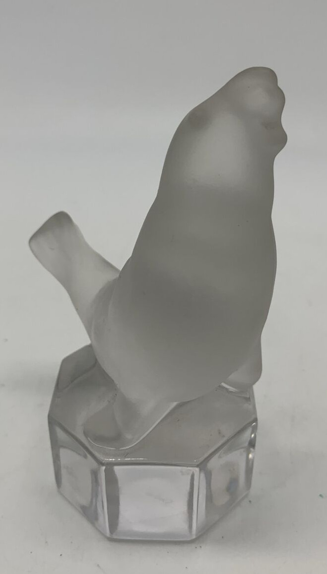 Vintage Goebel Crystal Glass Seal / Sea Lion Figurine Frosted 1985 Signed