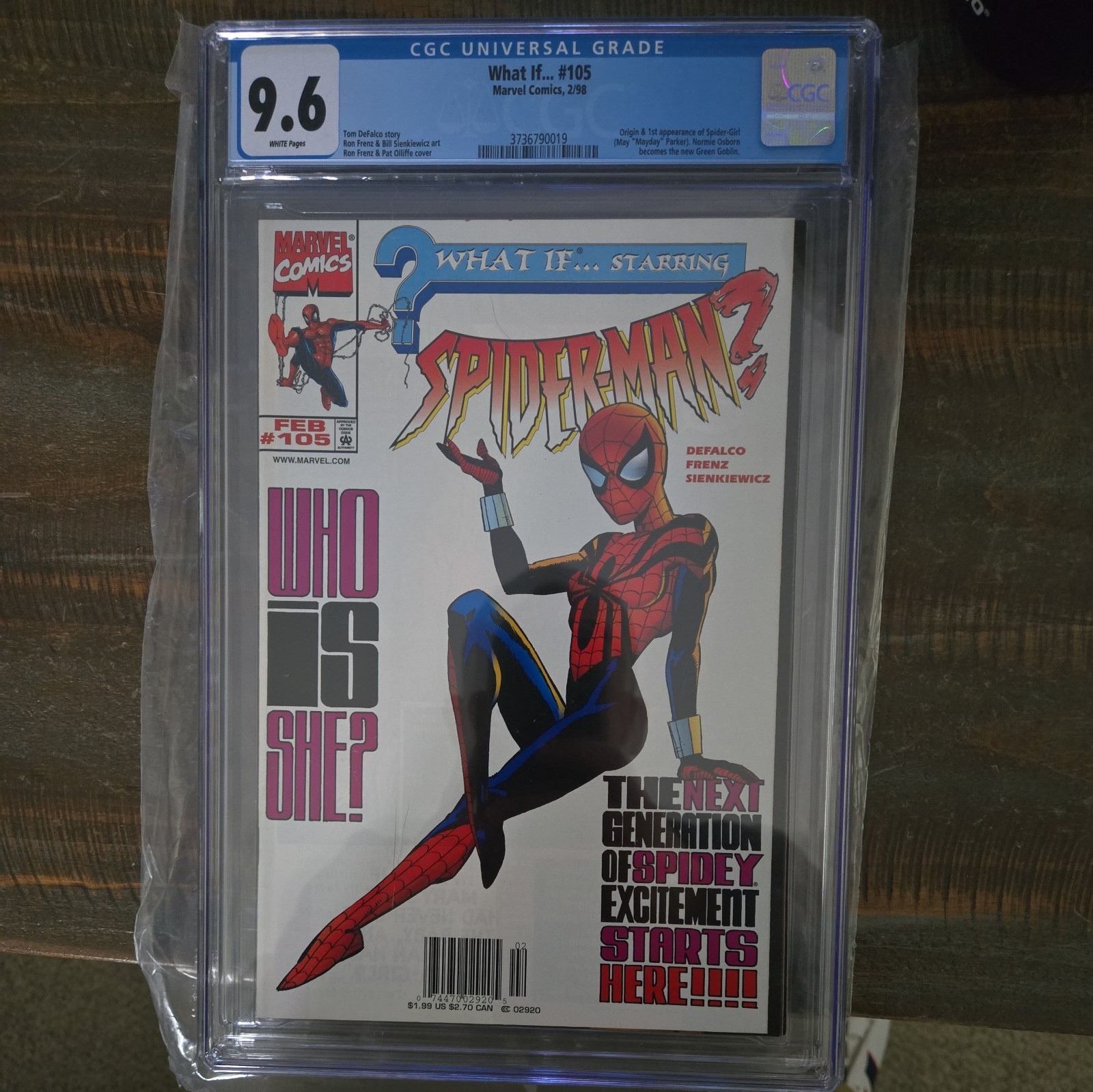 What If... #105 NEWSSTAND CGC 9.6 White Pages - KEY 1st App. Spider-Girl What If... #105 NEWSSTAND CGC 9.6 White Pages - KEY 1st App. Spider-Girl