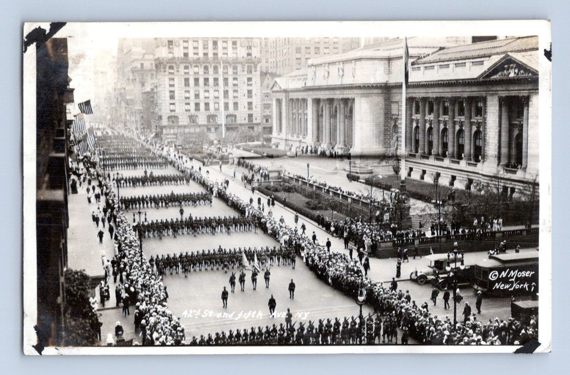 RPPC 1918. 42ND ST AND 14TH AVE. NY WWI PARADE. POSTCARD A1 RPPC 1918. 42ND ST AND 14TH AVE. NY WWI PARADE. POSTCARD A1