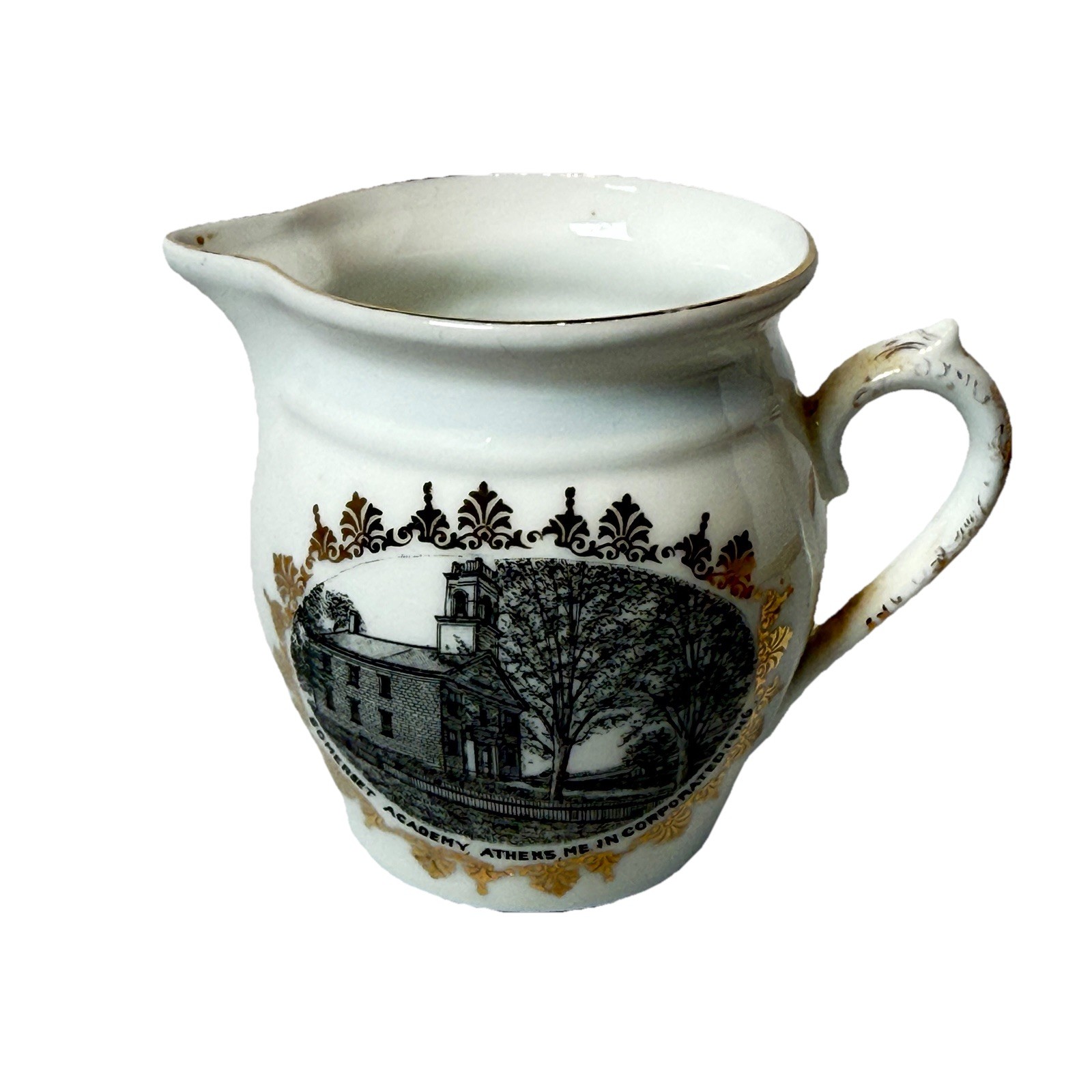 ATHENS MAINE ME Antique SOMERSET ACADEMY Souvenir TRINKET CREAMER