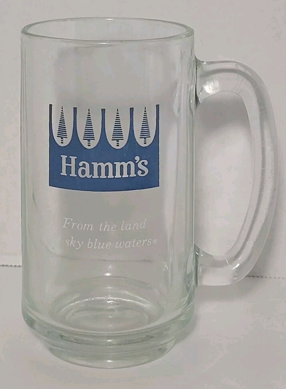 Vintage Hamm’s Glass Beer Mug “from The Land Of Sky Blue Waters” And Blue Pines