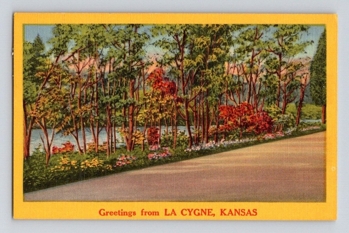 1950'S. LA CYGNE, KANSAS GREETINGS. POSTCARD L28