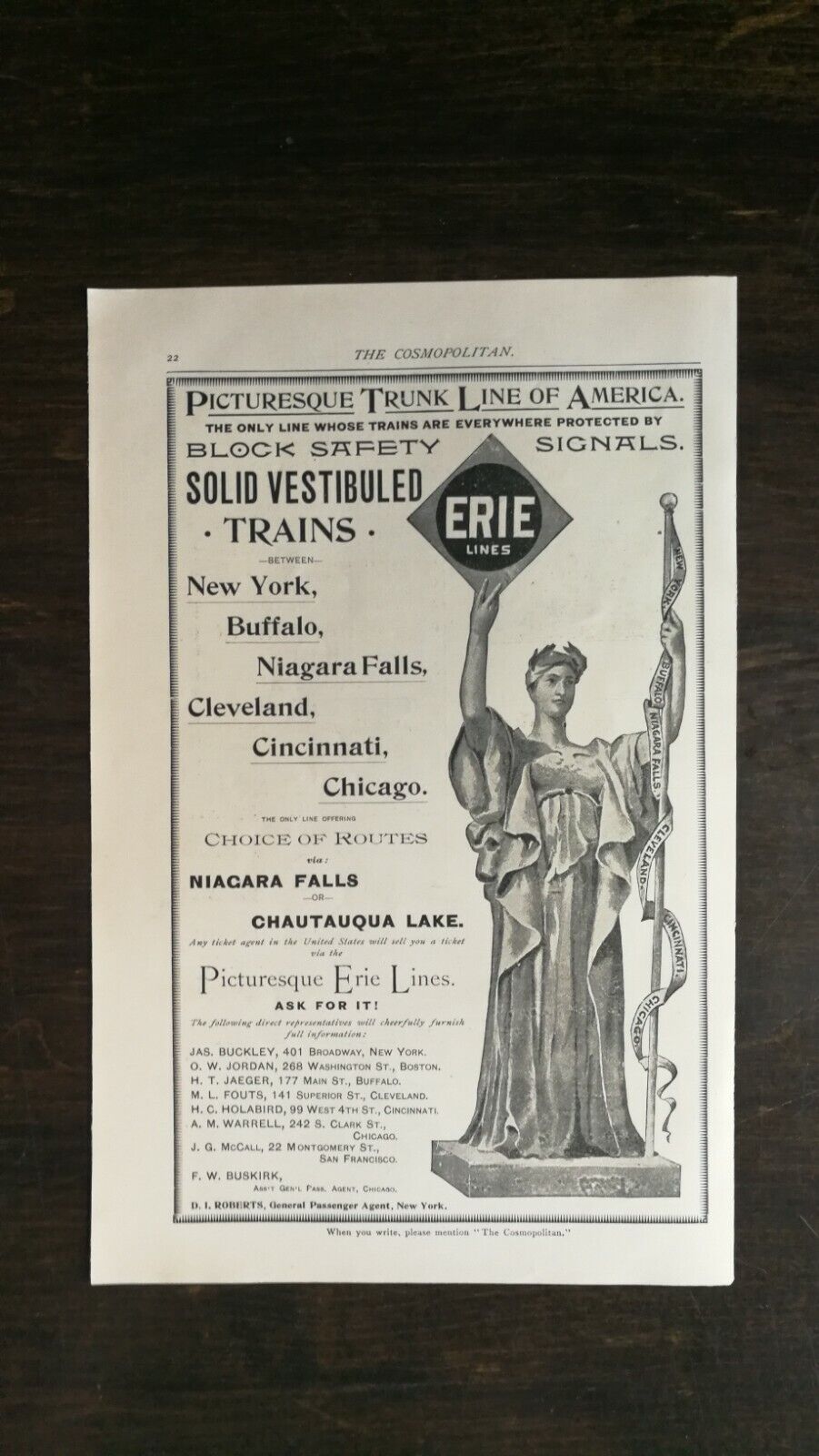 Vintage 1899 Erie Lines of America Railroad Full Page Original Ad 721
