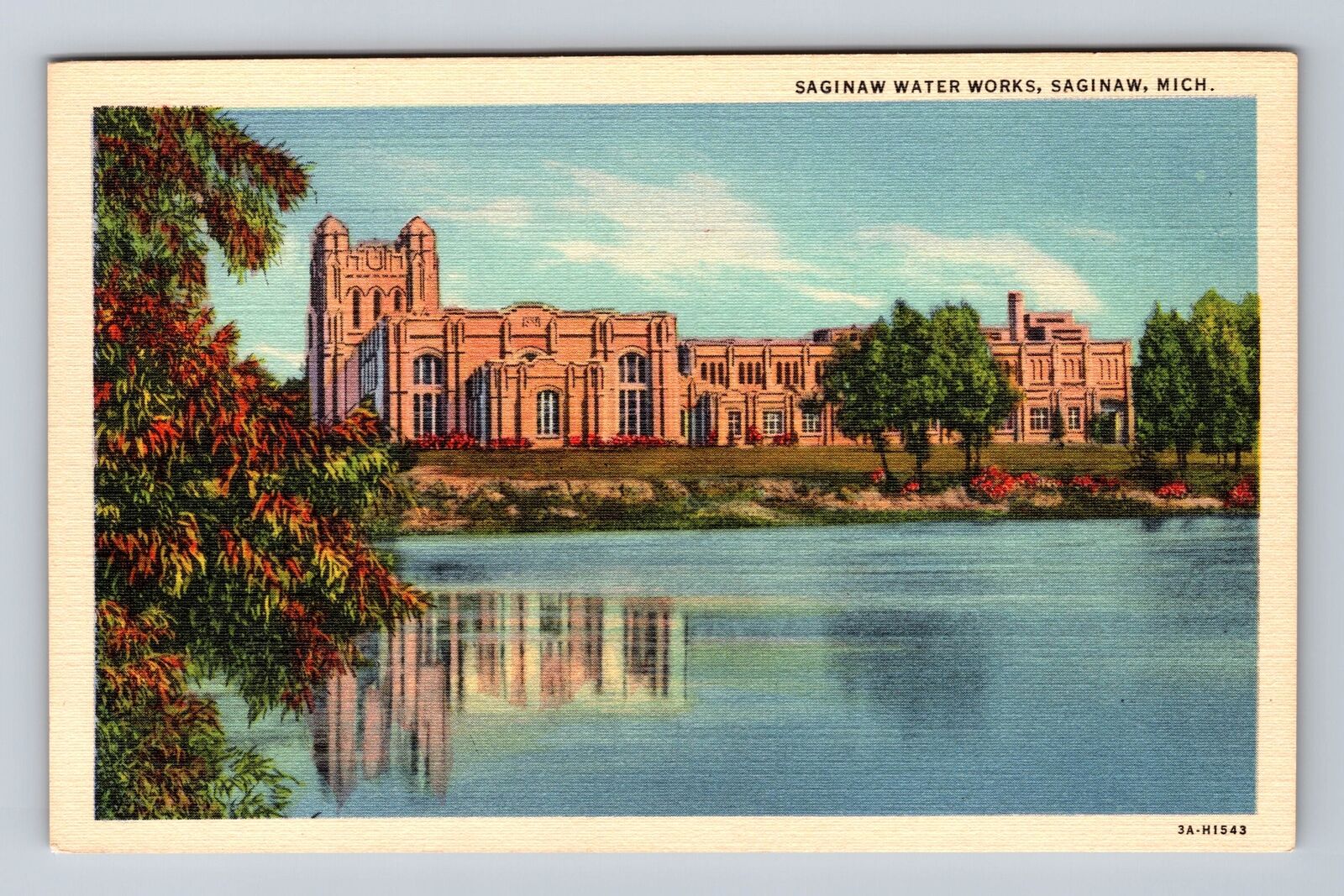 Saginaw MI-Michigan, Saginaw Water Works, Antique Souvenir Vintage Postcard