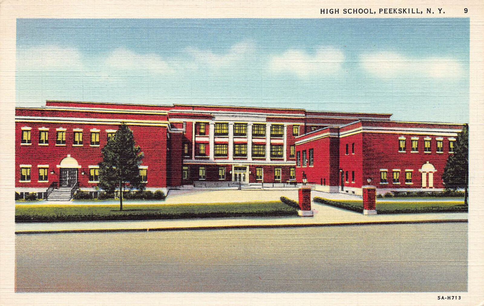 Peekskill, New York High School postcard linen