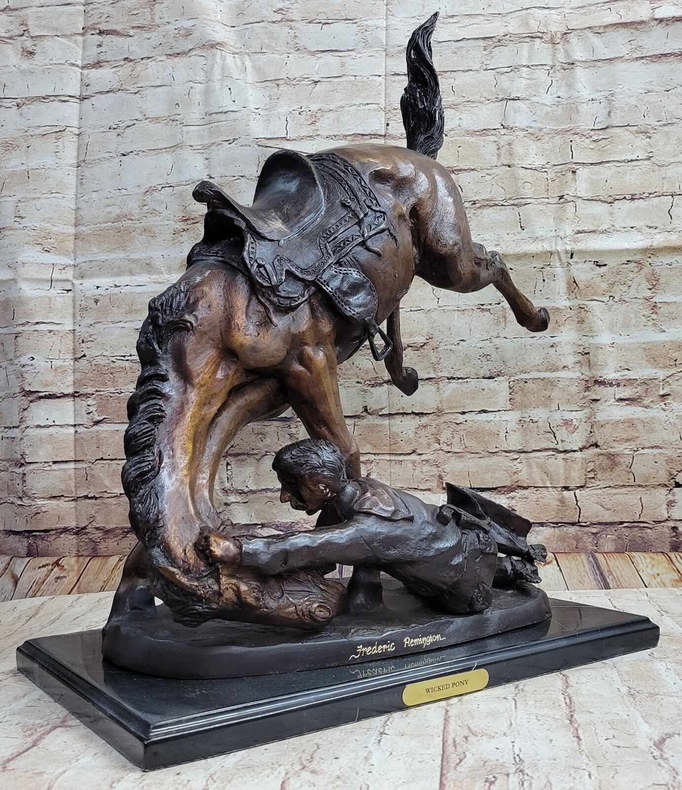 Wicked Pony Frederic Remington Bronze Western Sculpture Statue Fallen Horseman