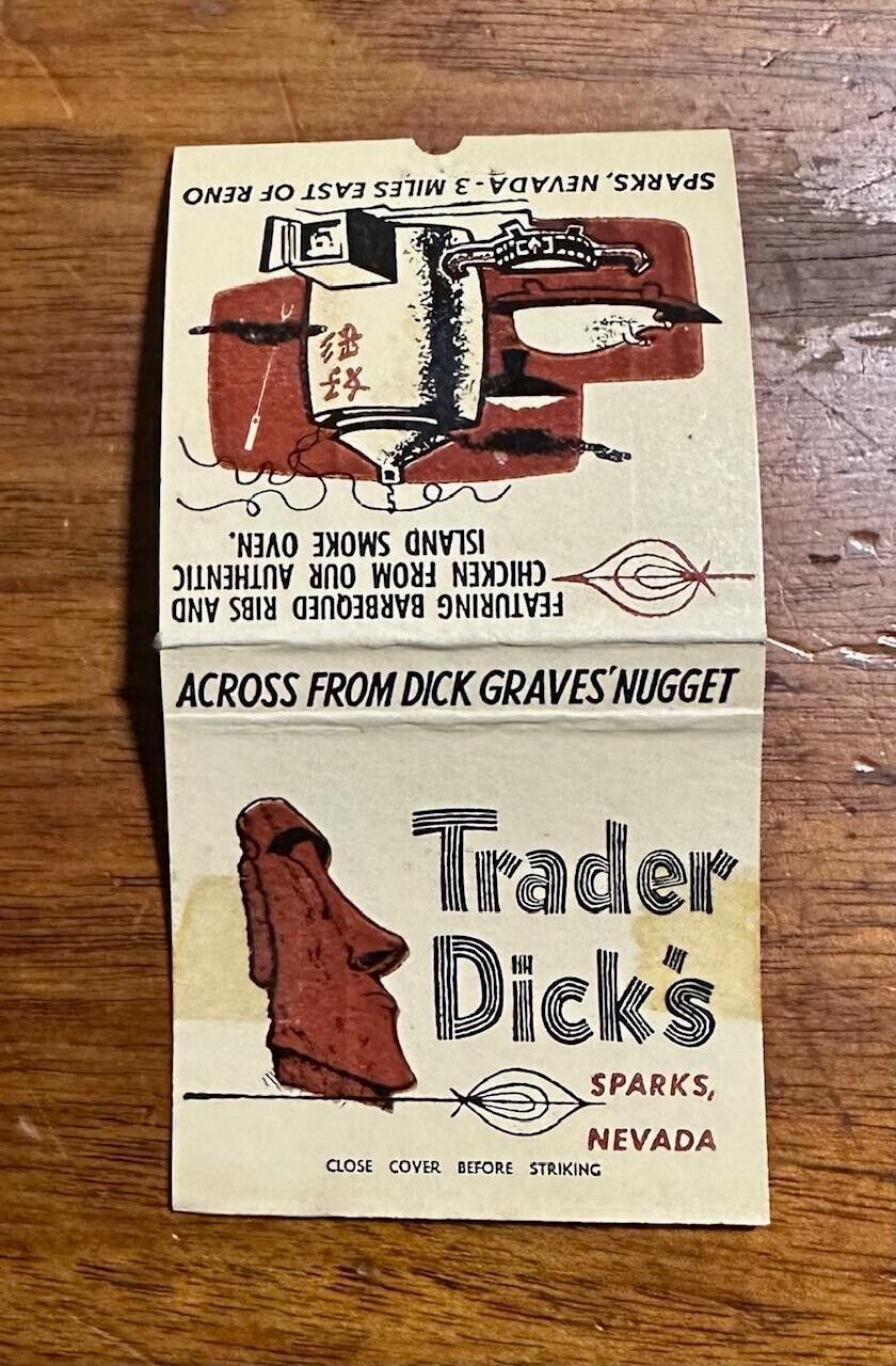 Vintage 1950\'s Empty Trader Dick\'s Sparks Nevada Advertising Match Cover