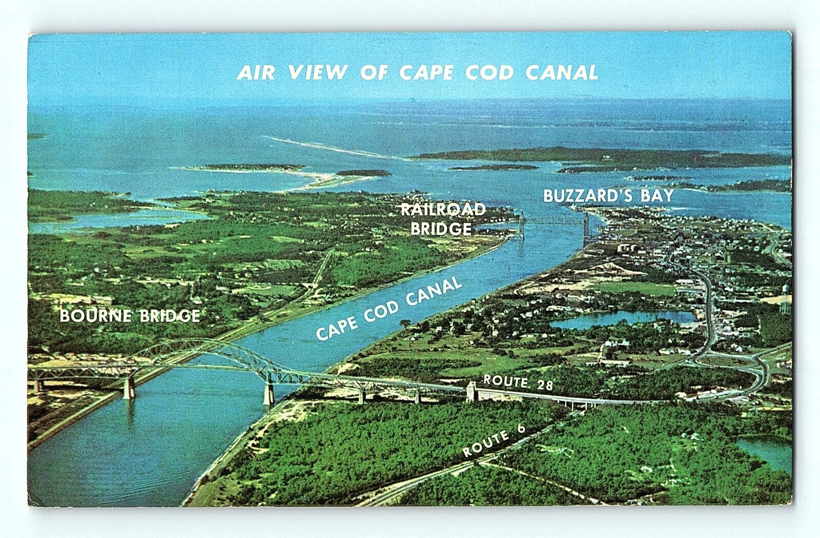 Aerial View Cape Cod Canal Named Places Birdseye Bridges Buzzard Bay Postcard E8