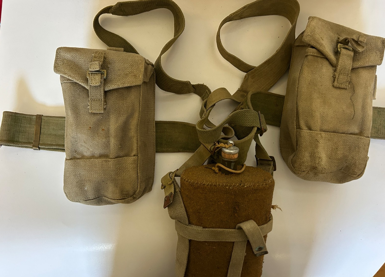 MS050A Genuine WWII British Army Pattern 1937 Ammo Pouches & Canteen Web Rig Set