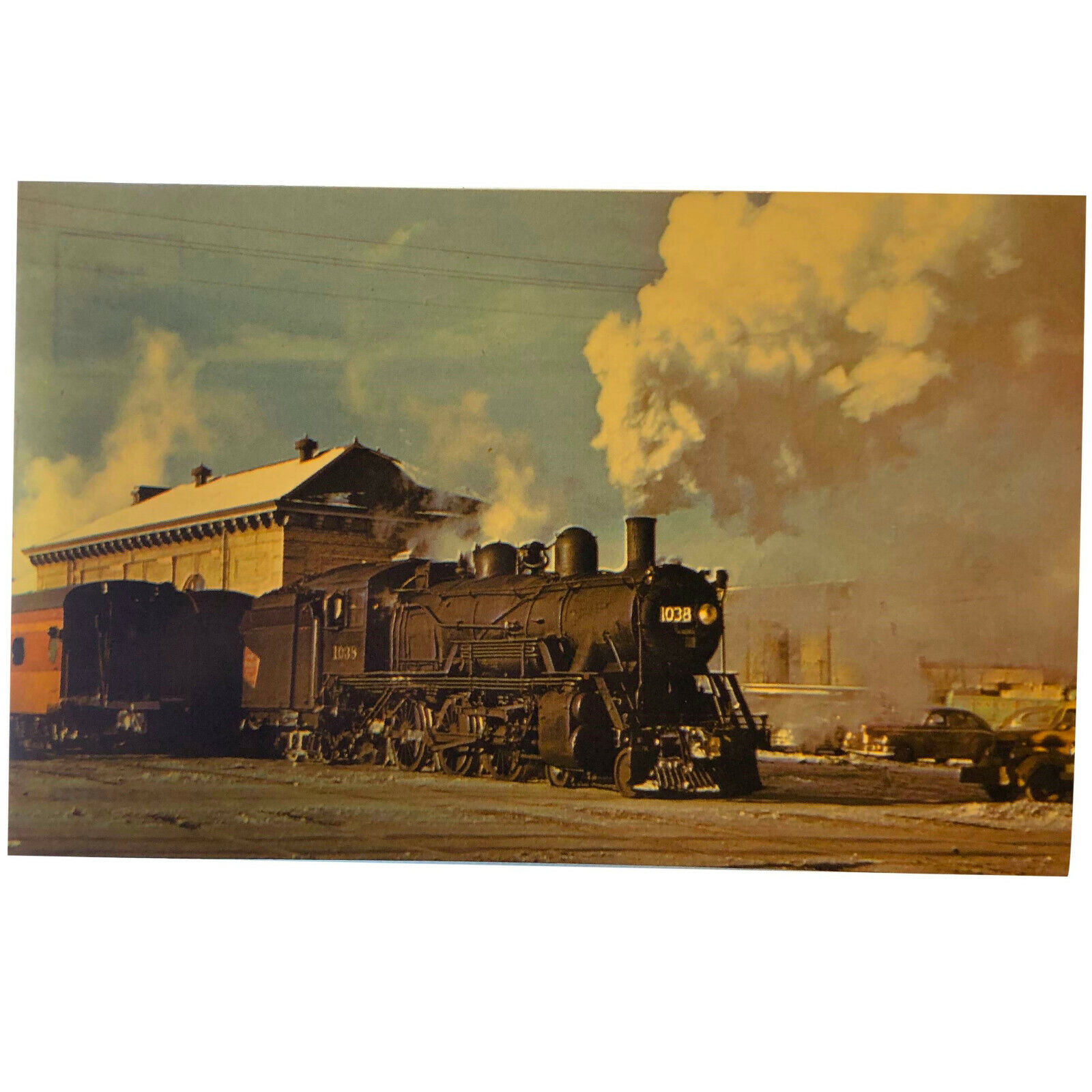 Vintage Postcard TRAIN locomotive, Milwaukee 1038, ICS-104065