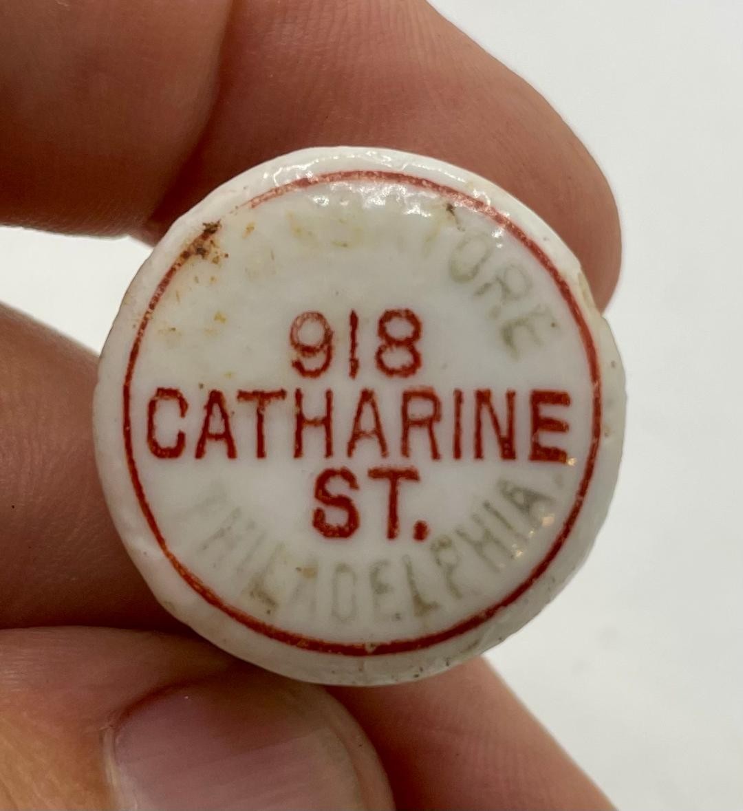 1890s A. PESCATORE BREWING CO Porcelain Bottle Stopper PHILADELPHIA PA
