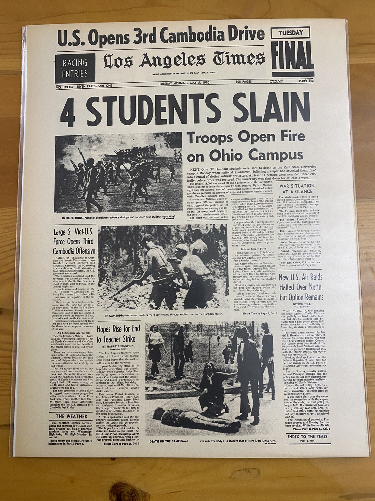 VINTAGE NEWSPAPER HEADLINE~VIETNAM WAR STUDENTS PROTEST 4 DEAD IN OHIO 1970 KENT VINTAGE NEWSPAPER HEADLINE~VIETNAM WAR STUDENTS PROTEST 4 DEAD IN OHIO 1970 KENT