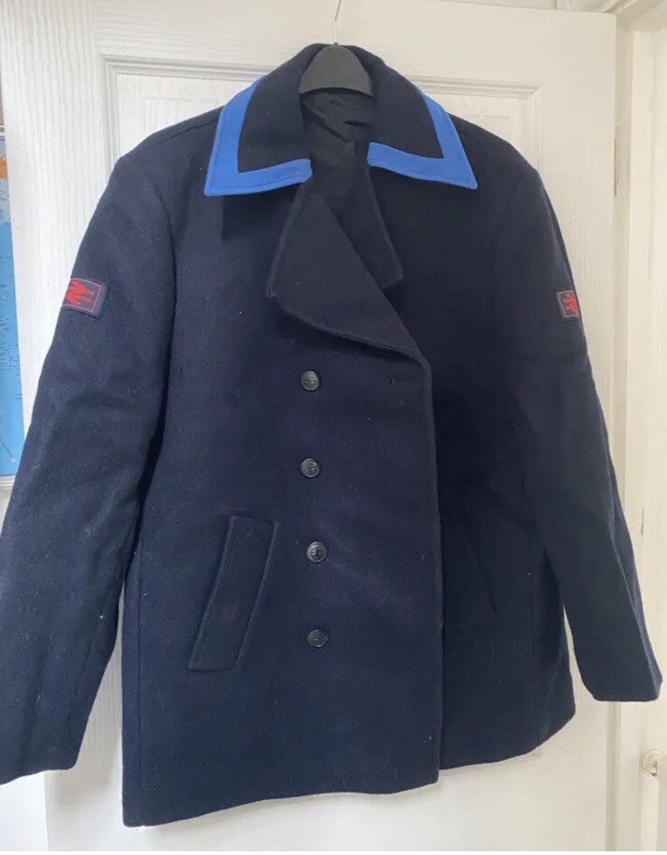 Vintage BRITISH RAIL OVER COAT Railman Blue Pipping Railway