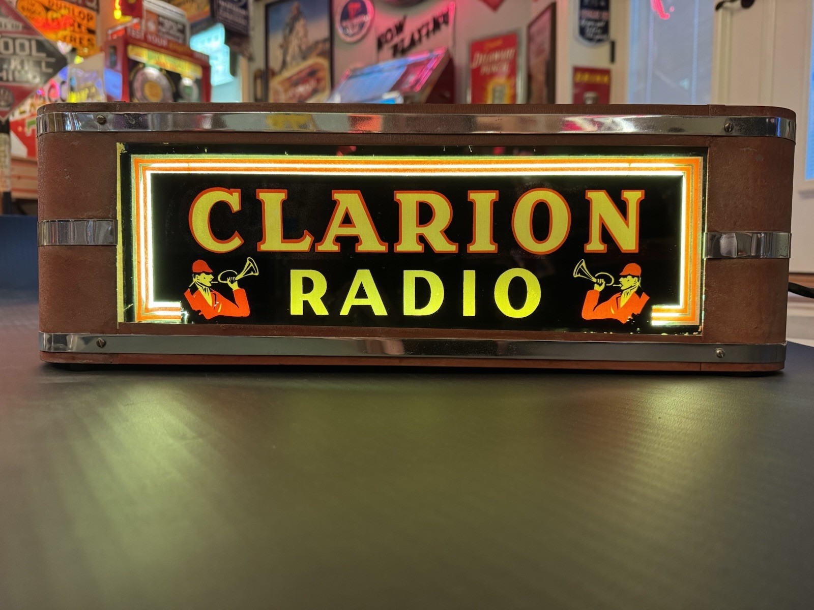 Vintage Rare Art Deco Clarion Radio Neon Hanging Light