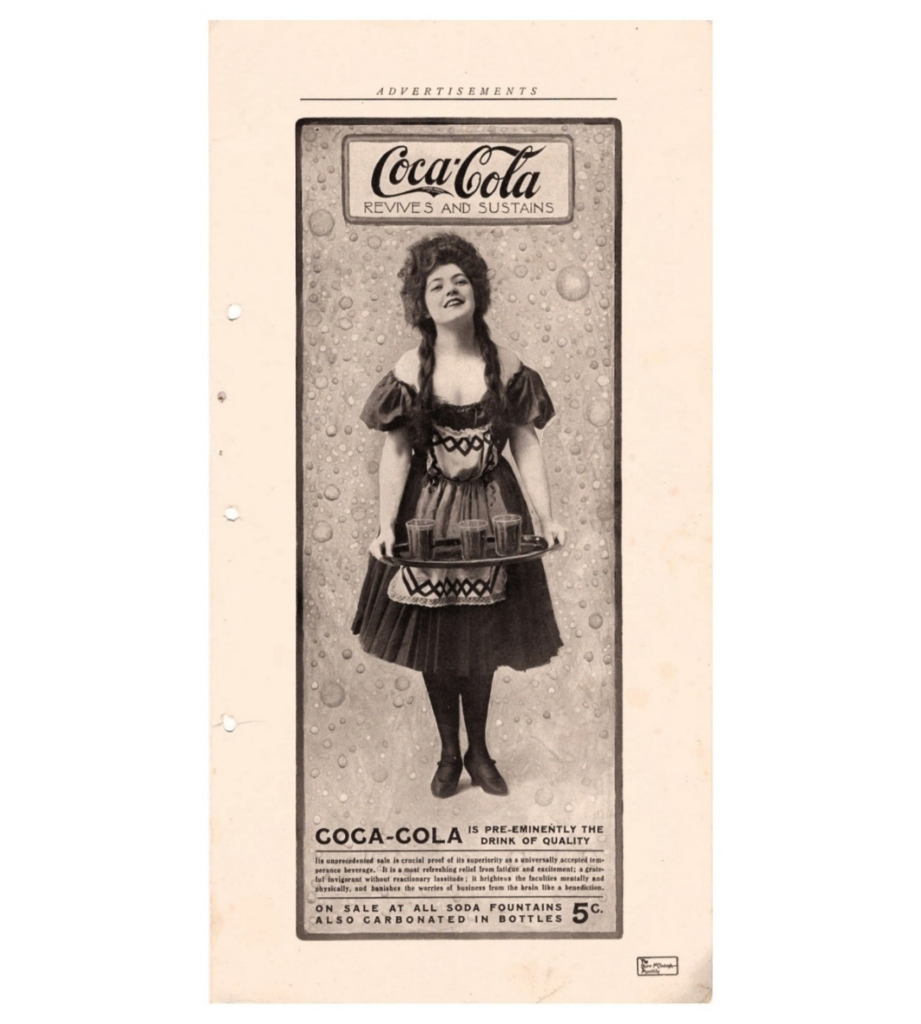 ORIGINAL 1905 Coca Cola Girl - Extra Rare Gibson Girl With Tray Antique Print Ad ORIGINAL 1905 Coca Cola Girl - Extra Rare Gibson Girl With Tray Antique Print Ad