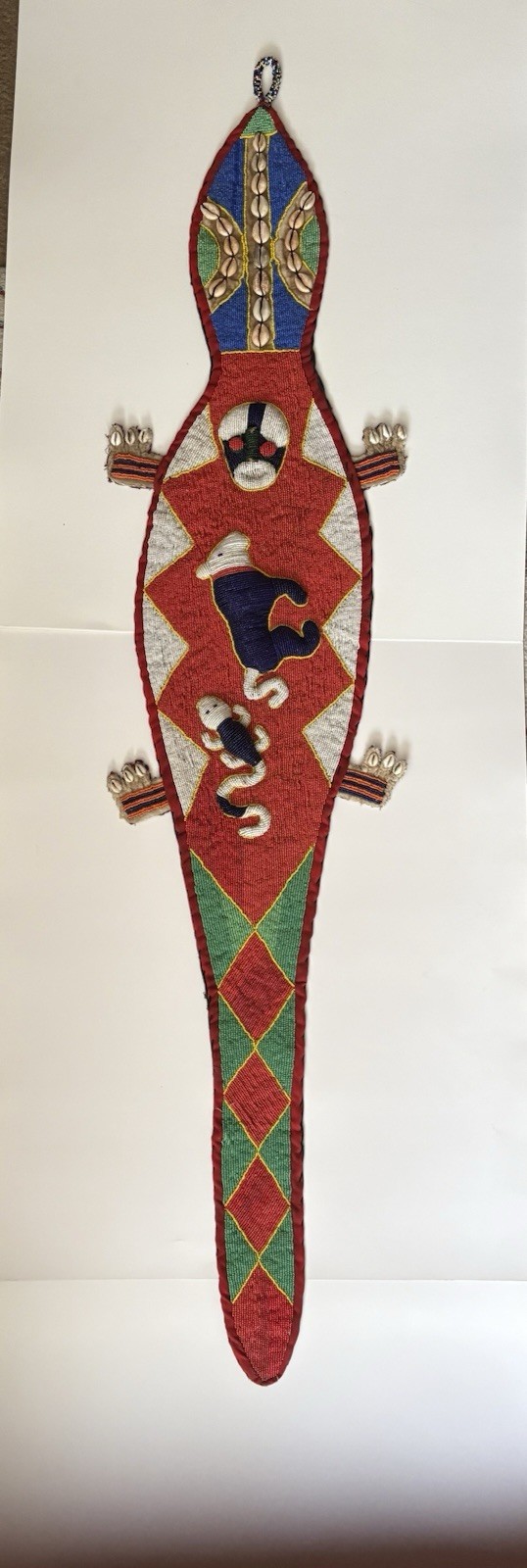 Vintage Nigerian Yoruba beaded lizard wall hanging 54” African ceremonial Sash Vintage Nigerian Yoruba beaded lizard wall hanging 54” African ceremonial Sash