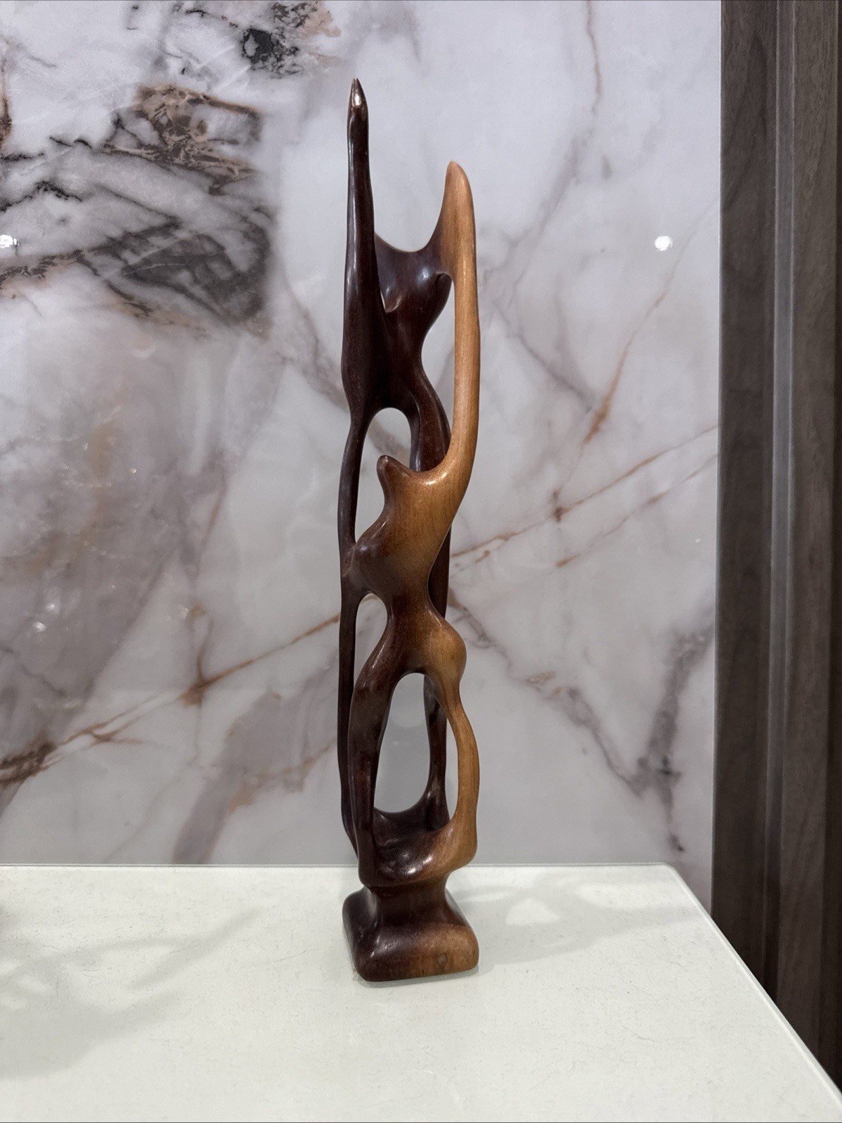 Hand Carved Biomorphic Abstraction Polished Wooden Sculpture Nice Hand Carved Biomorphic Abstraction Polished Wooden Sculpture Nice