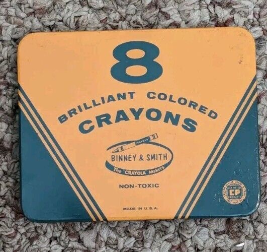Vintage Crayola Crayon Original  Tin with 8 Unused Crayons 