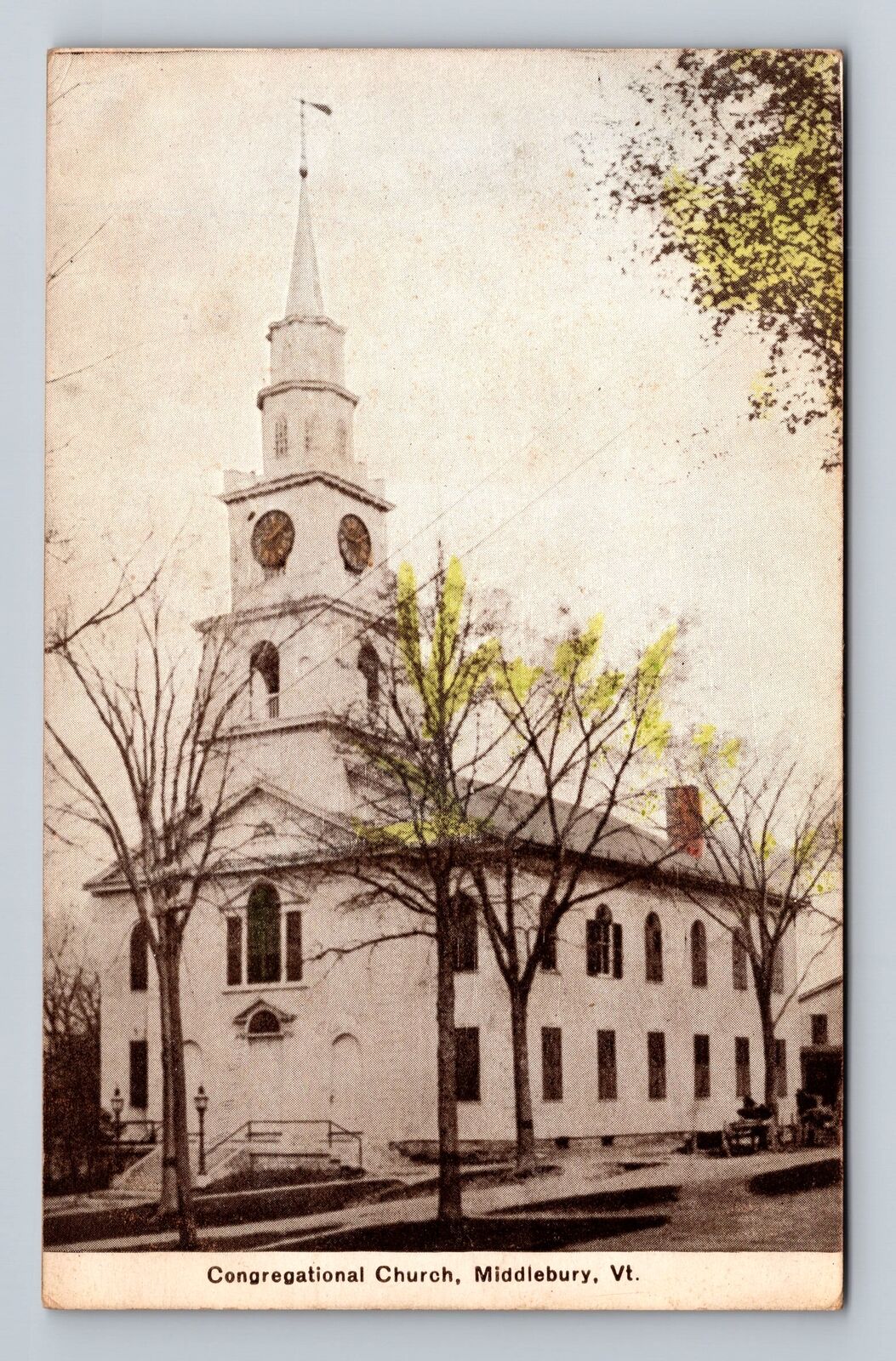Middlebury VT-Vermont, Congregational Church, Religion, Vintage c1911 Postcard