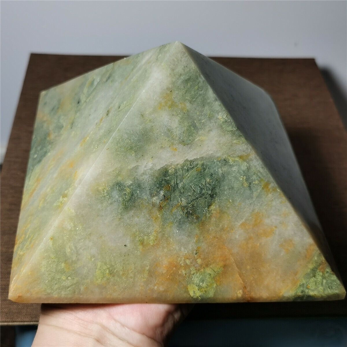 6.24 LB Natural Xinyan jade Pyramid Specimen Healing #28