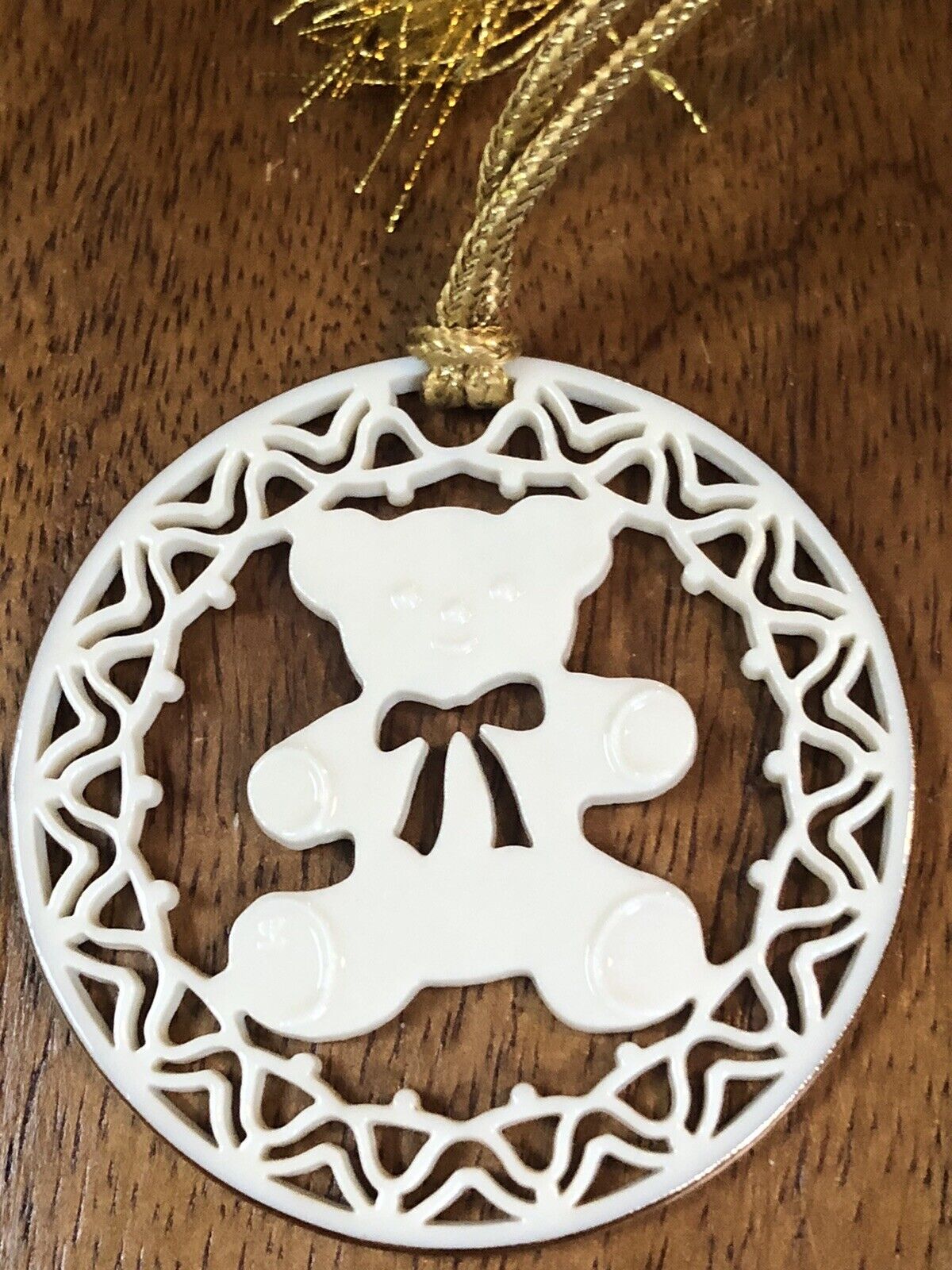 Vintage Lenox Yuletide Porcelain Teddy Bear Christmas Ornament No box