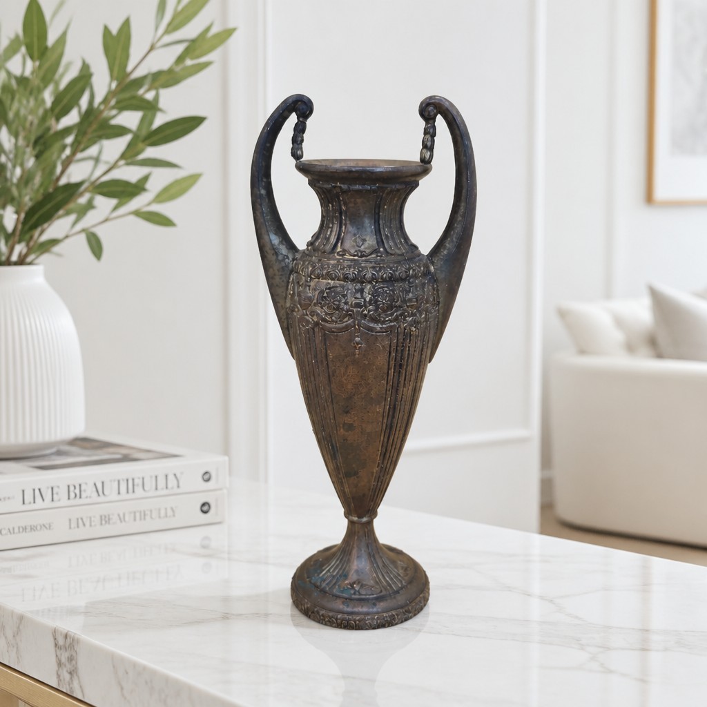 Vintage Jennings Brothers Double Handled Art Bronze Vase ~ JB 1938