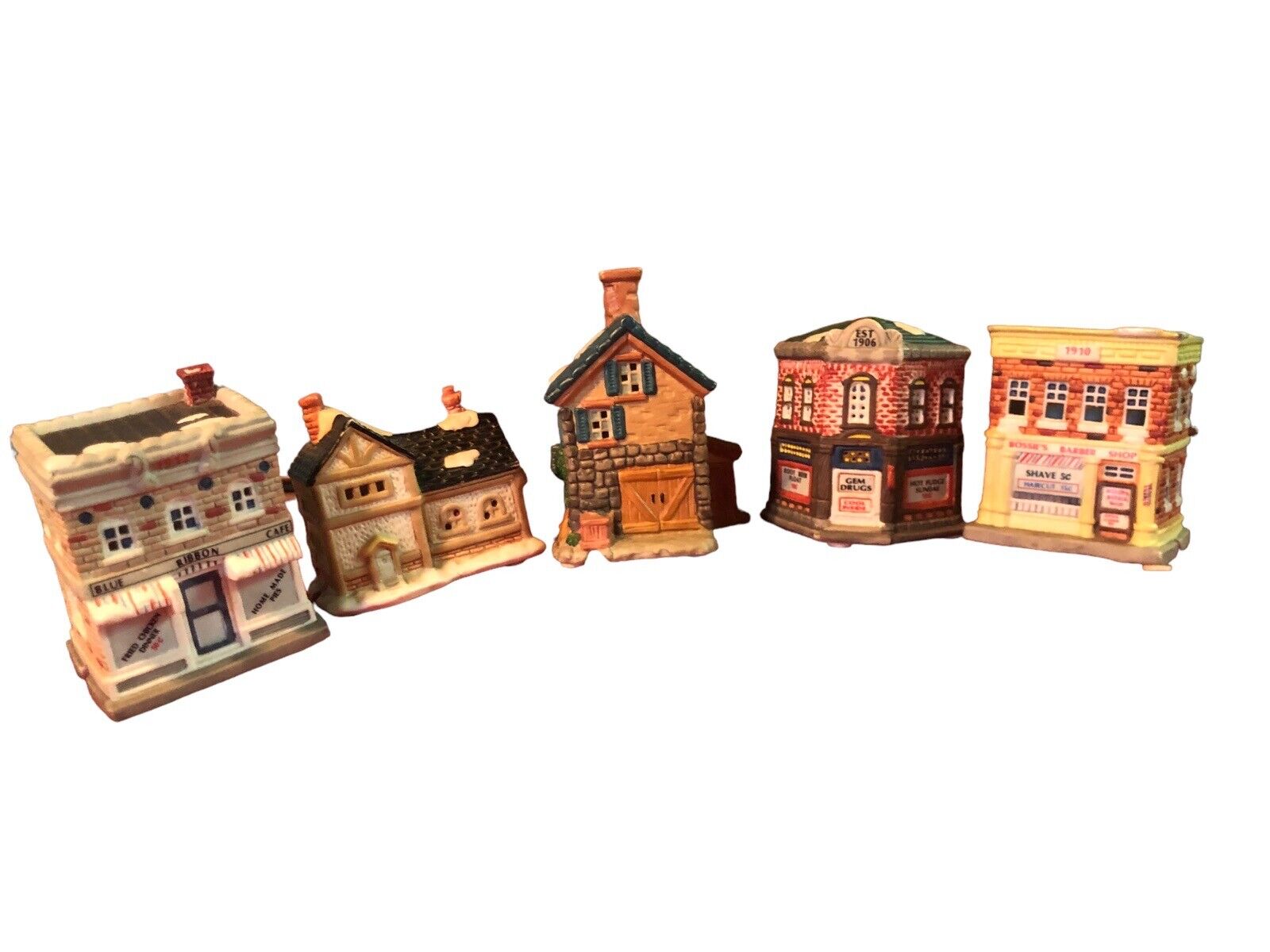 Lot of 5 American Landmarks Collection Ceramic Holiday Time Christmas Village