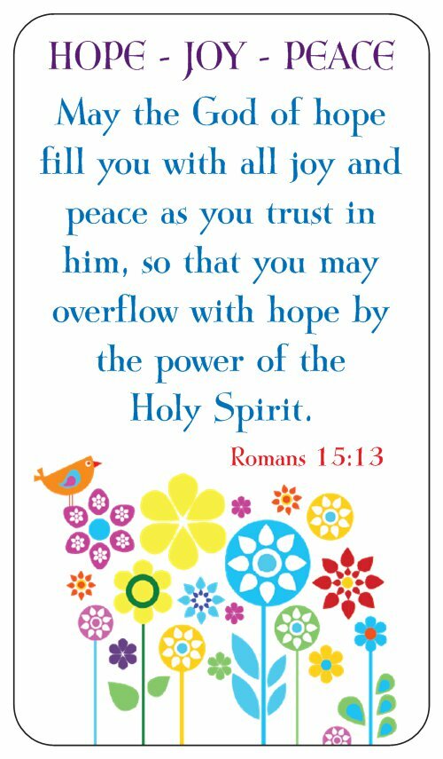 15 Christian Prayer Cards - HOPE JOY PEACE - Bible Scripture Verse Romans 15:13