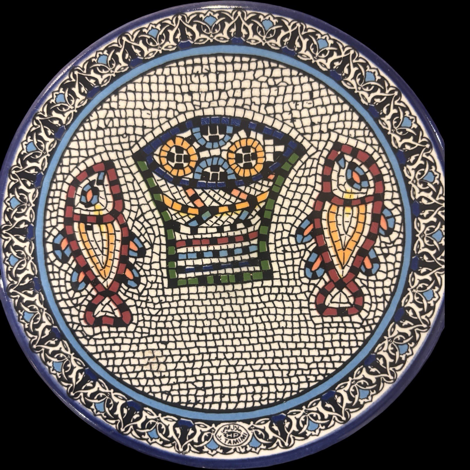 Vintage Two Fish Loaves Mosaic Style Wall Plate