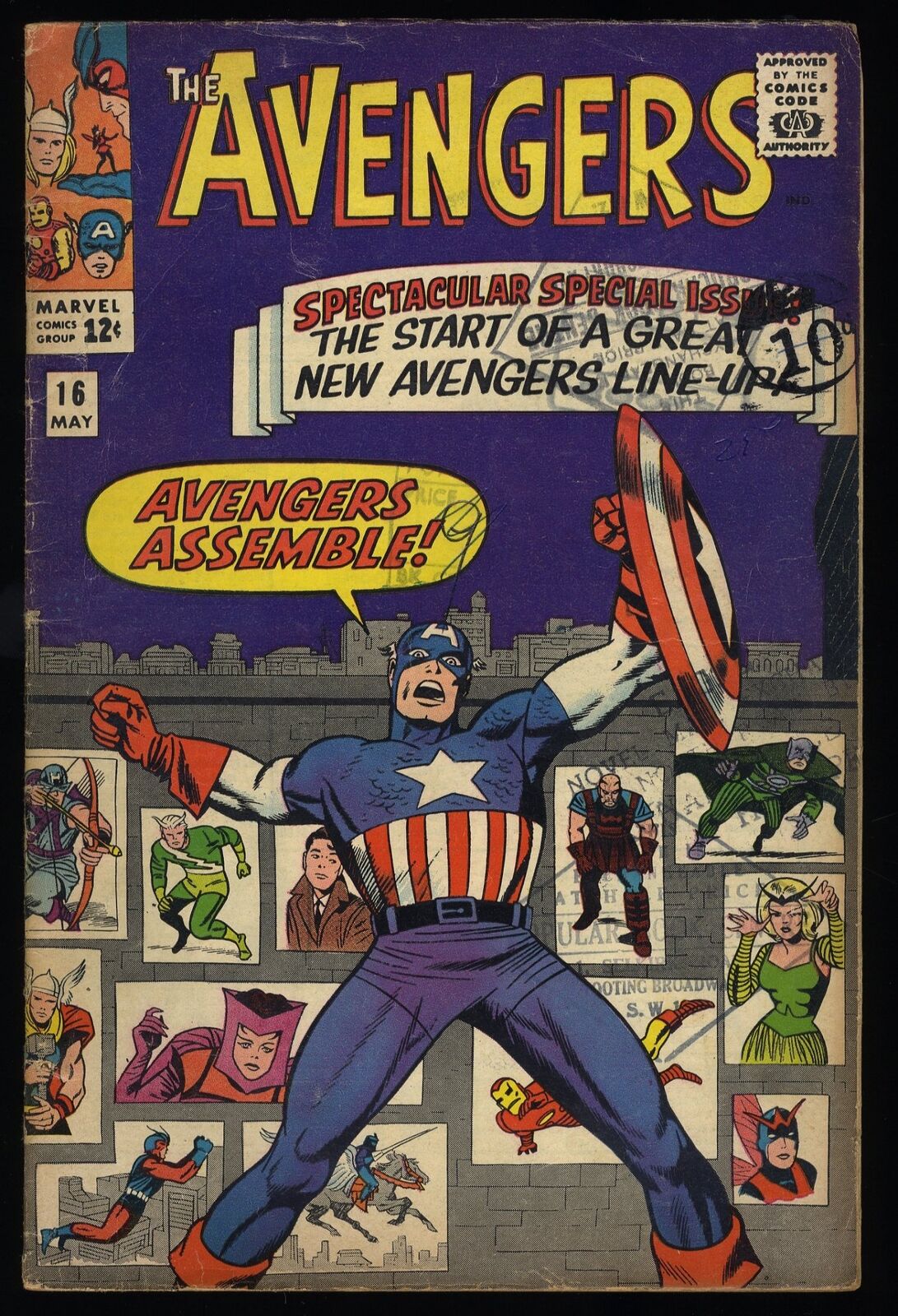 Avengers #16 VG+ 4.5 Hawkeye Scarlet Witch Quicksilver Join Marvel 1965