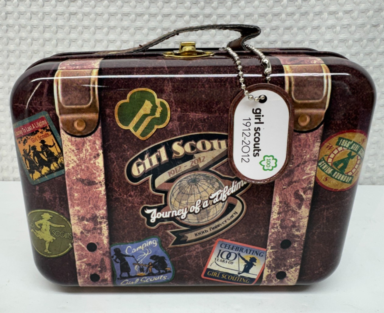 GIRL SCOUTS COOKIE TIN LUNCH BOX SUITCASE 100TH ANNIVERSARY 1912-2012 