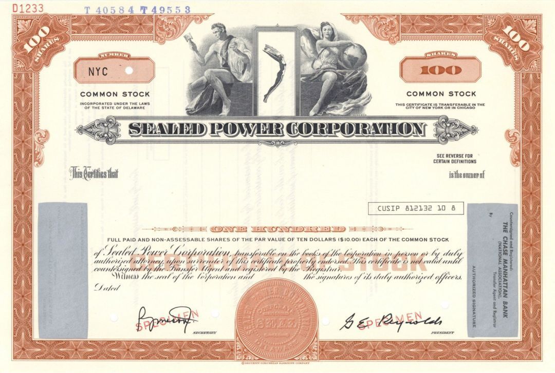 Sealed Power Corp. - Specimen Stock Certificate - Specimen Stocks & Bonds