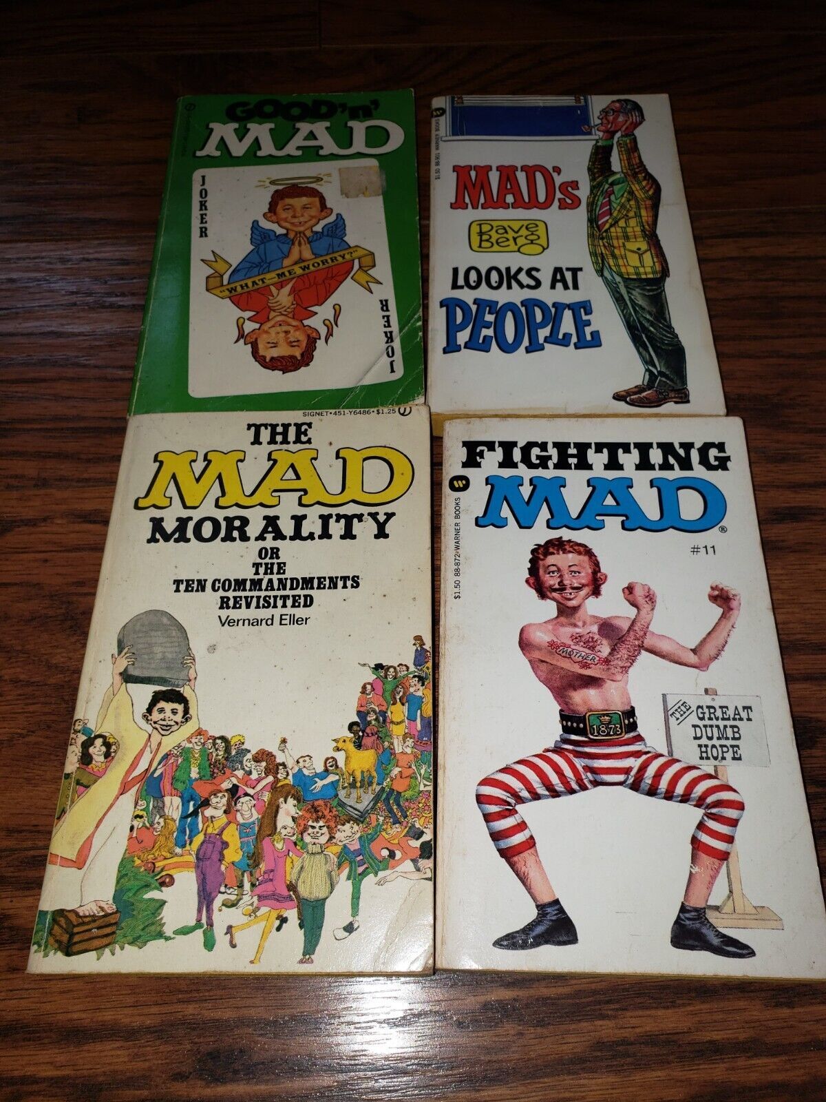 4 Mad Magazine Paperback Book Lot Looks At People  Fighting Mad The MAD Morality