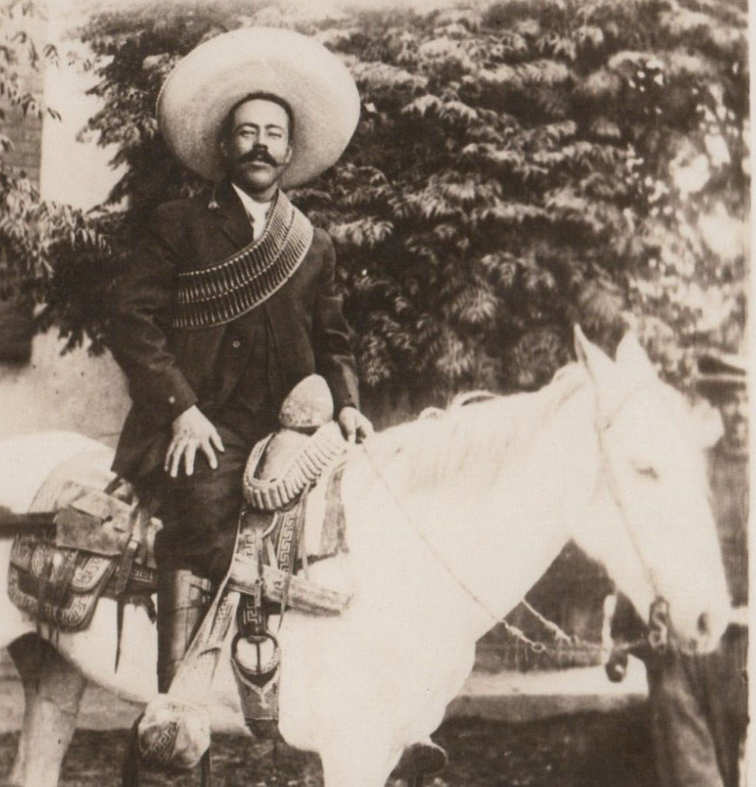 General Pancho Villa Mexican War Lord Horse Gun Bullets Portrait RPPC Postcard General Pancho Villa Mexican War Lord Horse Gun Bullets Portrait RPPC Postcard
