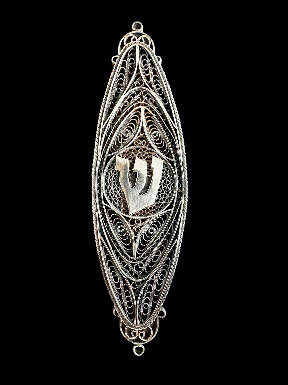 Antique Bezalel Jerusalem Jewish Yemenite Art 935 Silver Filigree Mezuzah Case
