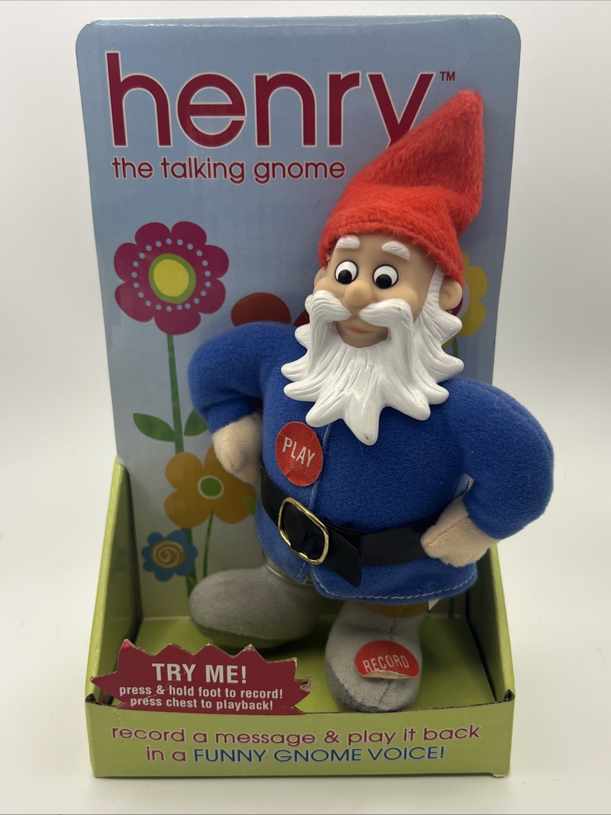 Two's Company HENRY the Talking Gnome Voice Recorder Plush Doll in box Two's Company HENRY the Talking Gnome Voice Recorder Plush Doll in box