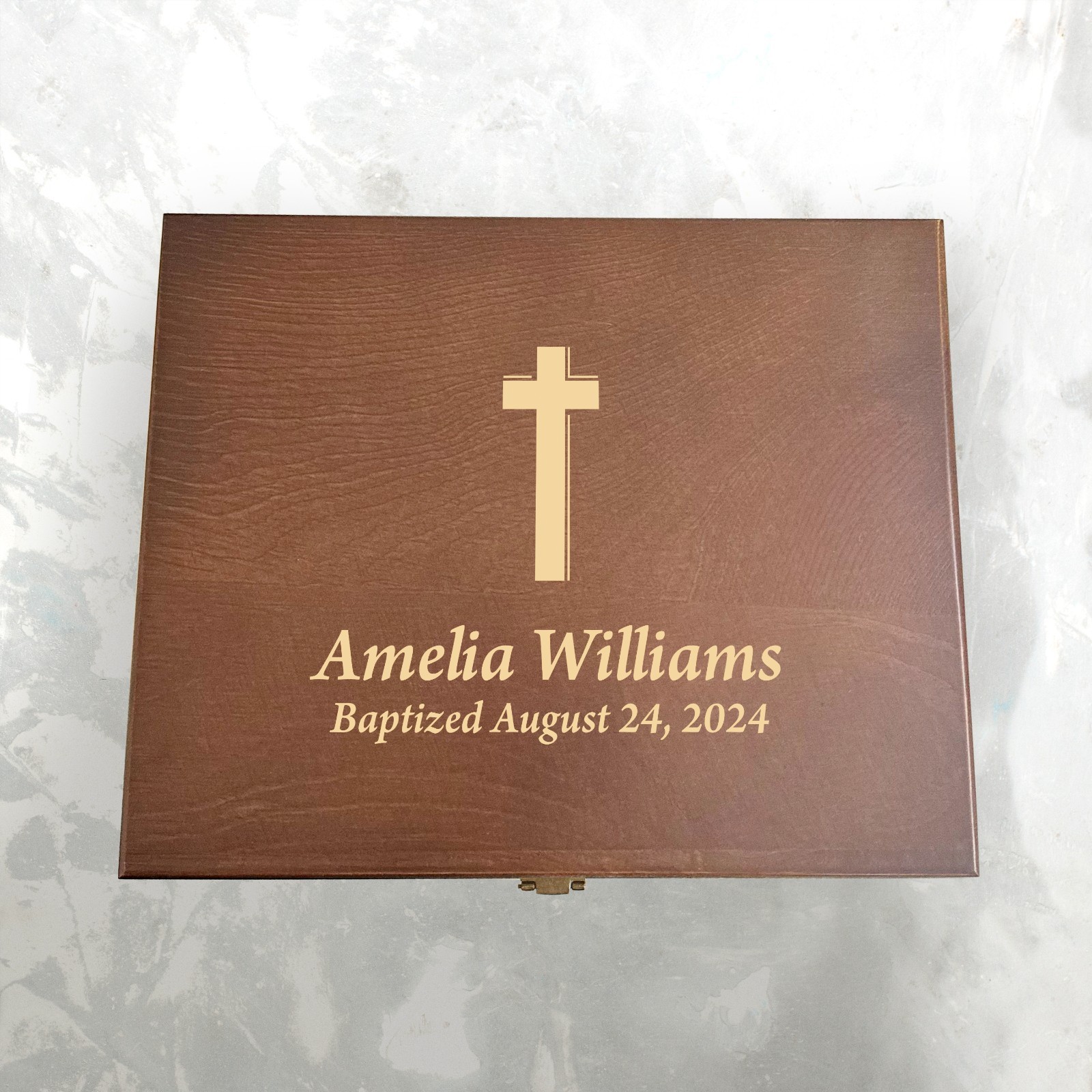 Custom engraved baptism box, wooden Baptism blessing gift, Baptism Memory box