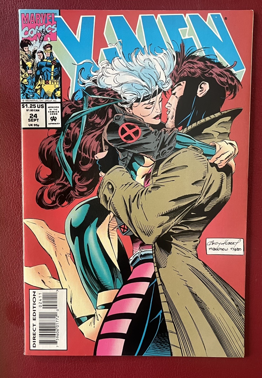 X-Men #24 1993 Marvel Rogue & Gambit Kiss Cover Andy Kubert Classic Key VF/NM X-Men #24 1993 Marvel Rogue & Gambit Kiss Cover Andy Kubert Classic Key VF/NM