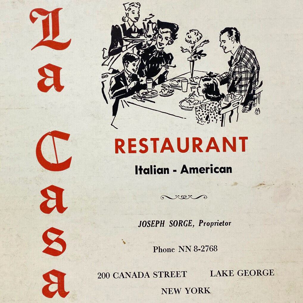 1950s La Casa Italian Restaurant Joseph Sorge Canada Street Lake George New York